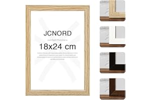 JCNORD Cornice Portafoto in Legno MDF Color Rovere 18x24 cm con vetro Acrilico Infrangibile | Cornice Portafoto Moderna per Pareti e Tavoli