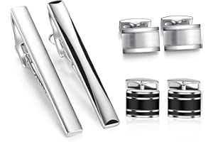 HONEY BEAR Gemelos & clips de corbata para Hombre Camisa - acero inoxidable, Personalizados Para Boda negocio regalo,plata negro