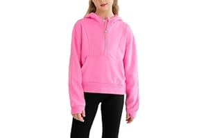 URMAGIC Mädchen Half Zip up Hoodie Mädchen Pullover Mit Reissverschluss Einfarbiges langärmeliges Sweatshirt Daumenloch Mädchen Sweatshirts Hoodie Crop Pullover für Mädchen