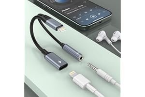 MTAKYI 2-in-1 Apple MFi Certified Lightning to 3.5mm Headphones and Charger Cable Adapter, Earphones Converter Splitter Compatible with iPhone 14, 13, iPhone 12, iPhone 11, iPhone X