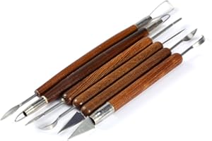 DELAMAN Outils de Poterie Modelage Sculpture en Argile – pour Gravure Fine Artiste Pofessionnel Débutant DIY (Kit de 6 pcs)