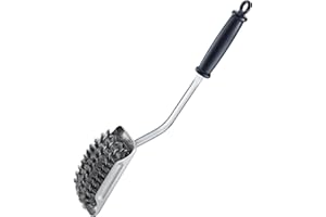 RÖSLE SlideX Barbecue Cleaning Brush, High-Quality Barbecue Brush with Long Handle and Plastic Handle, Interchangeable Bristles, Stainless Steel, Length: 47.5 cm, Width: 8.4 cm, Height: 8.5 cm