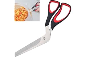 JOWRUN Forbici per Pizza, Forbici per Alimenti con impugnatura morbida, Tagliapizza con Lama Affilata in Acciaio Inossidabile per Uso Forbici da Cucina Multifunzionali, 27 CM, Nero/Rosso