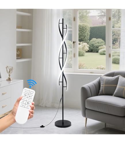 EGLO LED Vloerlamp Serpins, Staande Lamp Woonkamer, Gebogen Staanlamp Van Metaal In Zwart, Woonkamerlamp Met Trapschakelaar, Warm Wit, 107 Cm - View #13