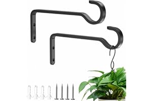 saffruff 2 Pack 14.5cm Small Hanging Basket Brackets Outdoor, Bird Feeder Brackets for Fences, Garden Lantern Hooks, Heavy Duty Wall Brackets, Indoor Plant Hangers, Black Wall Hook Basket Hanger