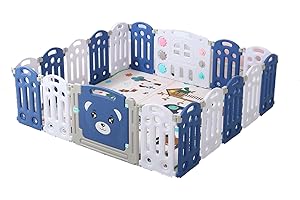 Nine point nine Box Bambini, Recinto per Bambini, Box Neonato con Materassino Grande Interni ed Esterni, Infantile Centro Attività Parco Giochi per Bambini con Schiuma Anticollisione (16+2)