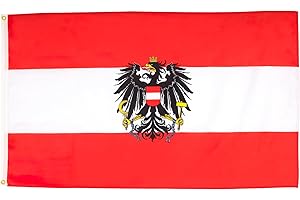 AZ FLAG - Flagge Österreich Mit Adler - 90x60 cm - Österreichische Fahne 100% Polyester mit Messing-Ösen - 50g
