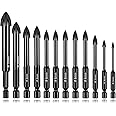 NALACAL 12PCS Masonry Drill Bit Set, Glass & Concrete, Tungsten Carbide Tip, 3-12Mm