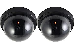 O&W Security Lot de 2 caméras factice avec objectif factice pour la surveillance des marchandises avec lumière LED rouge pour l'intérieur et l'extérieur