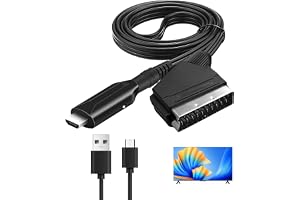 Equiyoal Scart till Full HD HDMI-omvandlare 720p/1080p allt i en videoljudadapter med HDMI-kabel