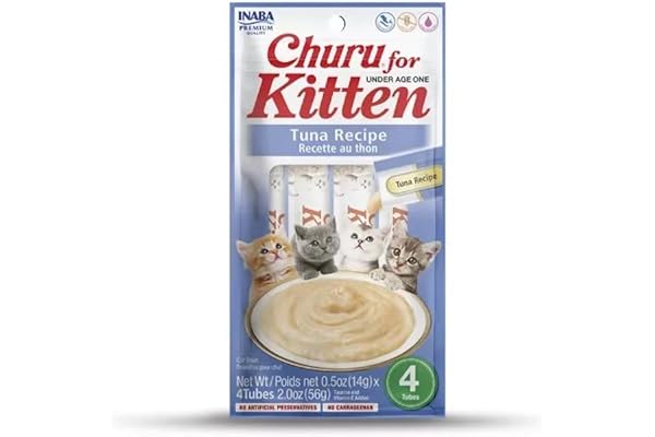 Churu Cat Snacks for Kittens Kittens - Healthy Treats for Young Cats Under 12 Months, Tuna (4 Pieces x 14 g