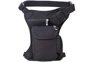XIEBEN Toile Taille Pack Drop Leg Sac pour Hommes Femmes en Plein Air Voyage Tactique Moto Vélo Vélo Randonnée Camping Cuisse Sacs Poche, Noir, #03noir, 18cm(L) x6cm(P) x32cm(H) (7,1 "x3,7 x13,4);