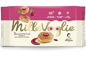 Matilde Vicenzi - Bocconcini di Pasta Sfoglia, Croccanti e Delicati, Snack Dolce Ripieno di Farcitura al Lampone, Confezione da 90 gr