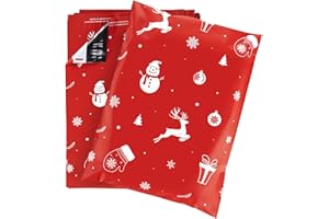 ‎HOMEWIT Weihnachten Versandbeutel, 60st Geschenktaschen groß - Plastik Versandtaschen 300x400mm Selbstklebend und Blickdicht, Versandtüten aus Plastik für Kleidung und Weihnachtsgeschenken - Rot