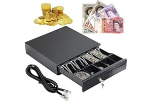 ZANGE Cash Register Drawer Heavy Duty Box Cash Storage 5 Bills and 5 Coins Tray Adjustable Removable Cash Tray Till Auto Manual Open Key-lock RJ11 for Epson Star POS Printer Money Register