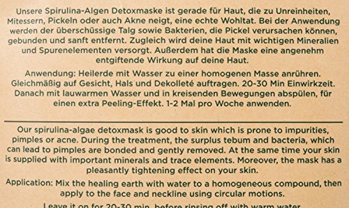 Deluxe Spirulina Algen Detox Maske (250g), 100% natürliche Heilerde gegen fettige Haut & Hautunreinheiten, reine Gesichtsmaske zur Porenverfeinerung - 9