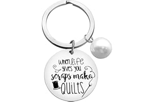 BAIXIAN Sewing Gifts for Women Girls Sewing Keyring Funny Sewing Lover Gift When Life Gives You Scraps Make Quilts Sewing Inspirational Gifts Designer Family Friends for Birthday Christmas Gifts