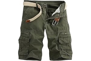 NUSGEAR Short Homme Bermuda Cargo de Travail Short Cargo Coton Casual Lâche avec Poche Pantalon Court Short Homme Casual Lâche Sport Jogging Slim Fit Militaire Short de Sport Cargo Montagne Baggy