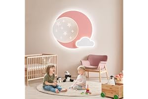 ‎LUCKINHAND LUCKINHAND LED Deckenleuchte Rosa Stern Mond Deckenleuchte Dimmbar mit Fernbedienung,Nachtlichtfunktion,Kinderzimmer Schlafzimmer Wohnzimmer Flur Jungen und Mädchen Schlafzimmer Deckenleuchten 30cm