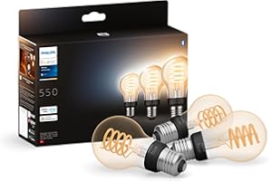 Philips Hue Bombilla LED Inteligente Filamento, E27, Luz Blanca de Cálida a Fría, Regulable, 7 W, Compatible con Amazon Alexa, Echo, Echo Dot, Pack de 3 Bombillas LED Inteligentes