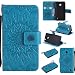 Produktbild Nokia Lumia 630 / 635 Hülle, SpiritSun Ledertasche Schutzhülle für Nokia Lumia 630 / 635 Folio PU Leder Tasche Case Cover Bookstyle mit Standfunktion und Kredit Kartenfächer - Tribal Lotus Blume Muster - Blau