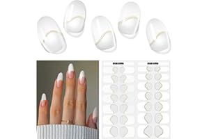 ‎DUKASOU Nagelfolie UV Härtend - 28 Stück Nagelfolie French| UV Gel Nagelfolien Selbstklebend |Gel Nail Stickers DIY für Damen Mädchen,UV Lampe Erforderlich