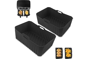 Fousenuk 2 st silikonform för varmluftsfritös, återanvändbar Air Fryer Silicone Pot, silikoninsats rektangulär, silikonbakpap