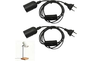 Pack med 2 E27-uttag med 1,8 m kabel, E27-uttag med strömbrytare, perfekt för golvlampor, ljuskronor och köksbelysning - eleg