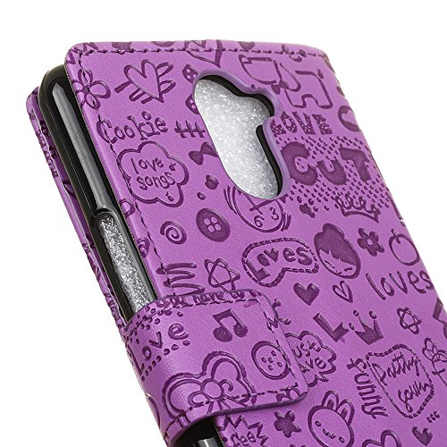 COVO   PU TPU Faux Cuero Billetera Funda para BQ Aquaris U Plus con Stand Funci  n  P  rpura 