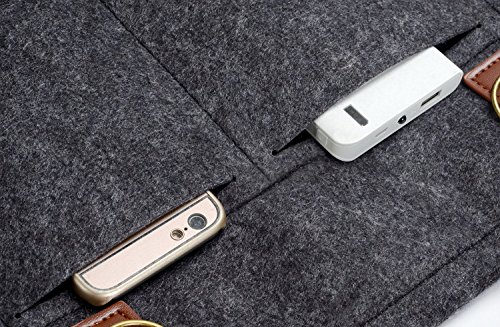 MOSISO Filz Sleeve Hülle Tasche mit Schulterriemen für 13-13.3 Zoll MacBook Air / MacBook Pro / Ultrabook, Schwarz - 5