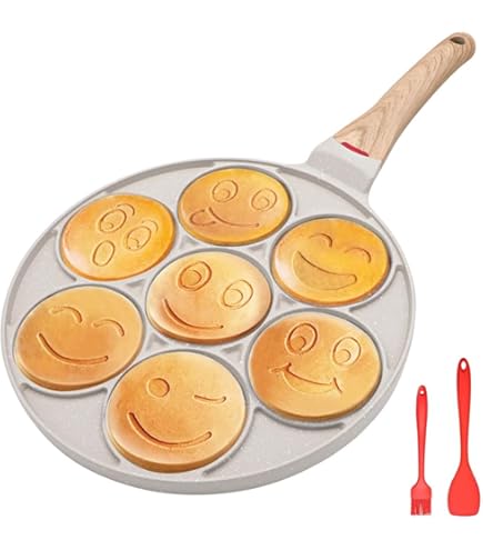 Padella Per Pancake Con Faccine Endusor - Ø26cm, Antiaderente, Per Induzione, Con 4 Stampi Smiley - Foto 6