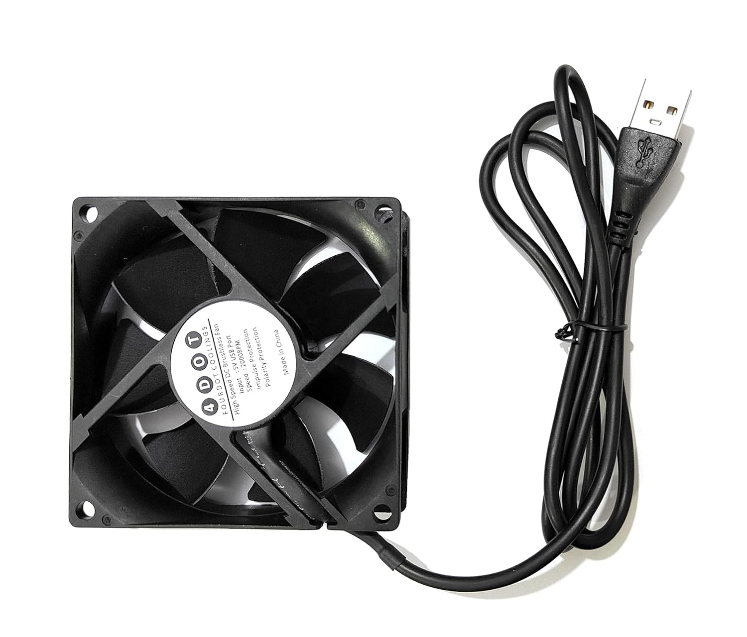 Fourdot 80mm 3Inch Fan 5V DC with USB connector Model 8025