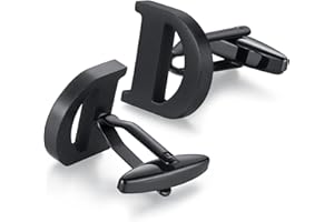 HONEY BEAR Gemelos Camisa de hombre de metal, Acero inoxidable,Nombre Carta Letra Iniciales A-Z,plata