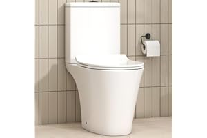 ROYAL BATHROOMS Nova Close Coupled Toilet White Rimless with Dual Flush Cistern Quick Release Slim Soft Close Seat Round Shape Bathroom WC - Modren Design