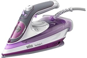 Braun TexStyle 5 SI 5037 VI żelazko parowe z stopą żelazka Freeglide 3D, pionowa para, 2700 W, uderzenie pary 200 g/min, zbiornik na wodę 330 ml, fioletowe