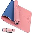 YOGATI Yoga Mat with Alignment Lines. Yoga Mats with carry strap perfect for Pilates and Fitness Workout, Eco Friendly Non Slip Thick Yoga Mats for women and men - Yoga Matt.