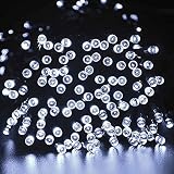 KEEDA LED Solar Lichterkette,12 Meter 100er 8Modi, Außenbeleuchtung, Dekorative Lichter/ Beleuchtung, Solarlichterketten/ Solar Beleuchtung, Lichterkette Außen, Weihnachtsbeleuchtung, Weihnachten Dekoration, Wassertropfen (Weiß) - 2