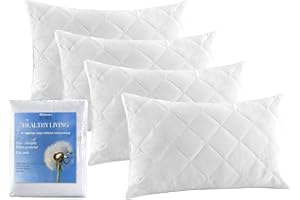Adam Home Quilted Pillow Protectors 4 Pack (50 x 75 CM) - Soft Poly Cotton Zippered Pillow Cases – Durable, Breathable & Comfortable.