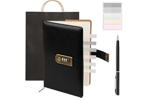 HOCUCHELAND Tagebuch mit Schloss, A5 PU Leder Tagebuch mit Code, Stift, Indizierungsstelle und Geschenktüte, Vintage Tagebuch für Erwachsene mit Schloss, Password Book für Frauen & Männer