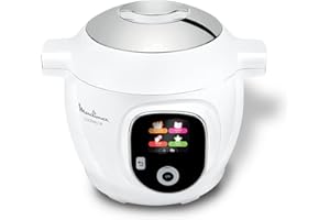 Moulinex Cookeo+ - Multicooker inteligente de alta presión, 6 L, 80 recetas integradas, sin vigilancia, pantalla intuitiva, guía de cocción paso a paso, aplicación dedicada, blanco CE854110