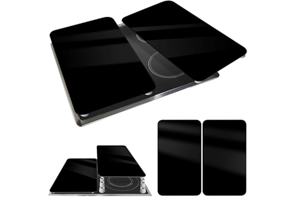 WENKO Placas protectoras para cocina Mod Negro, ajustable en altura para todo tipo de cocinas, tabla de cortar y protector contra salpicaduras, vidrio, 30 x 52 cm, juego de 2