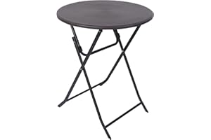 Rebecca Mobili Mesa Plegable de Exterior, Mesa de Balcon Redonda, Acero Hdpe, Gris Negro, Muebles de Jardin Bistro - Dimensiones AxANxF: 74 x 60 x 60 cm - Art. RE6704