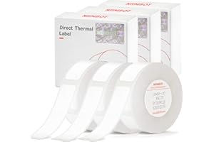 NIIMBOT Taśma etykiet do drukarki modelu D11 D110 D101, (3 rolki, 0,59 cala × 1,243.8 cm/15 × 50 mm) dostosowany papier do drukowania etykiet, zamiennik taśmy do etykietowania do biura i domu (biała)