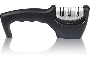 Kazigak Aiguiseur de couteaux manuel à 3 niveaux pour polir, affûter et réparer les couteaux de cuisine, accessoires pour couteaux de cuisine