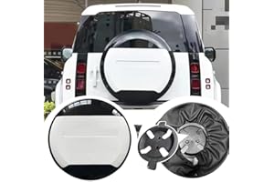 FENQING-Y Cubierta de neumático de repuesto para Defender, cubierta de plástico para LR Defender 90 110 130 2 puertas 4 puertas 2020 2021 2022 2023 2024 2025 (blanco con soporte)
