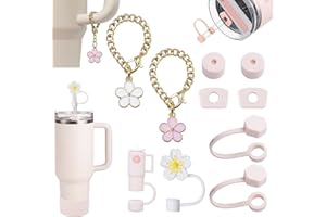 GIEEU Set di 10 Accessori Stanley Cup,Tappi di Cannuccia in Silicone per Stanley Cup,Coperchi in Paglia per 9-10 mm Paglia