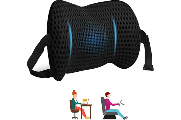 Rynvarl Ländryggskudde Ergonomisk – Ortopdisk ryggstöd i formminnesmousse – för kontorstol, bil och hem – Andningsbar och tvättbar