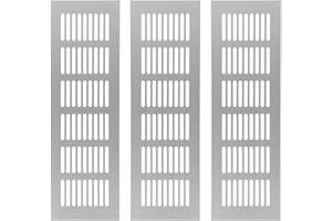Saim Metal Air Vent Grille for Wardrobe Shoes Cabinet Sink Kitchen Stove Cabinet Showcase Computer Cabinet Bathroom Door Aluminum Alloy Small Rectangle Ventilation 80mmx250mm 3Pcs