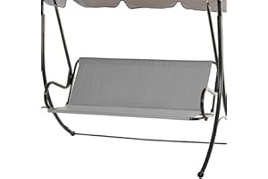 VWACBOAW Hollywood Swing Seat Cover, Garden Swing Seat Cover, Waterproof 600D Oxford Garden Swing Seat Replacement, for Outdoor Use 2 and 3 Seater (148 x 52 x 52 cm, Grey)