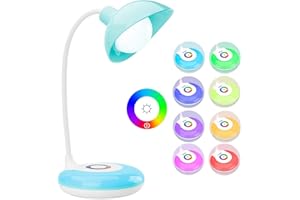 MAFITI Lampe de Bureau LED pour Enfants | Intensité Variable | Rechargeable par USB | Base RVB | Contrôle Tactile | col de Cygne Réglable | Veilleuse de Lecture pour Enfants | Cadeau de | d'anniversaire